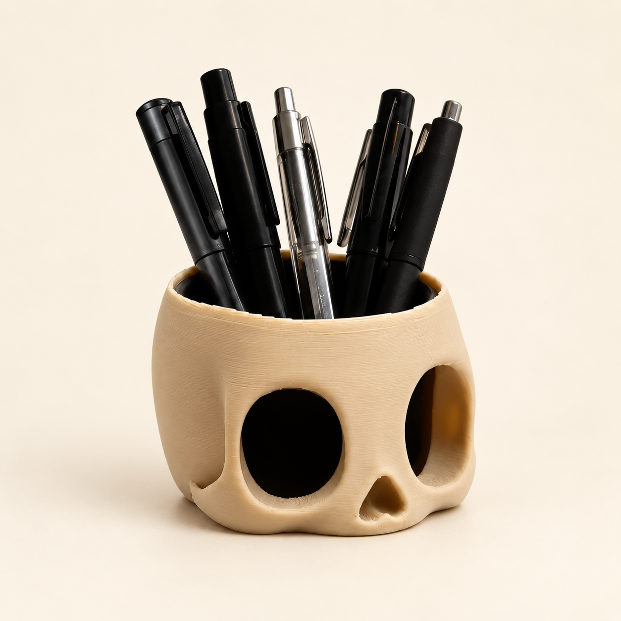 Skull Pen Holder with Removable Cup | 3D Printed Desk Organiser