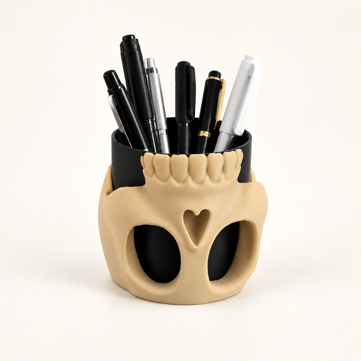Skull Pen Holder with Removable Insert | 3D Printed Desk Organiser